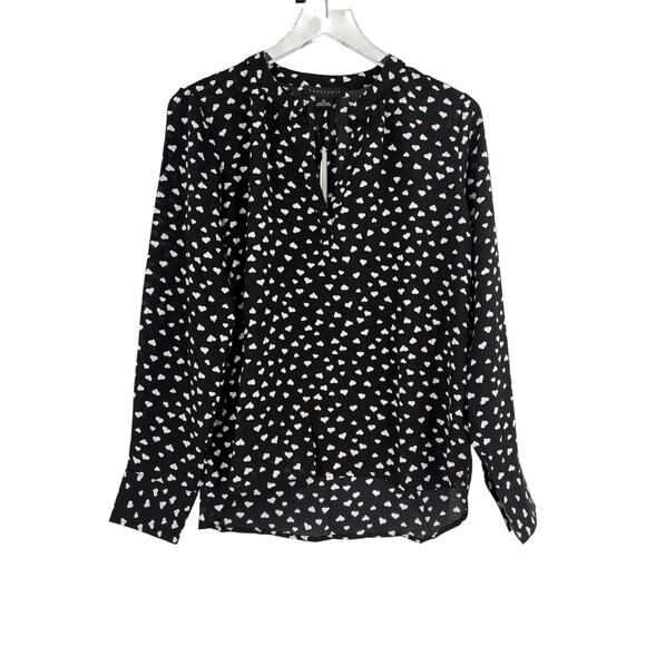 SANCTUARY Top Size L NEW Lizzie Sateen Tunic Black White Hearts Blouse - Picture 2 of 6